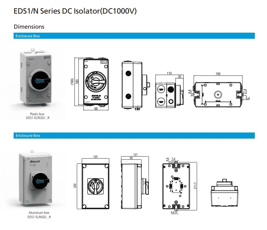 Changeover Switch IP66 Aluminium Safety Switch Electrical Switch Enclosed Junction Boxdc Isolator