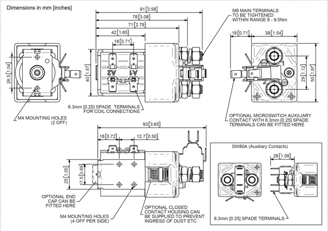 Sw80-65 High Performance 125A 24V Albright DC Contactors Distributors Electrical Types of Contactor